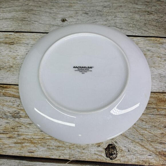 Rachael Ray HOLIDAY HOOT Christmas Tree Owl Stars Porcelain Salad Plates Set 4 - Picture 3 of 16